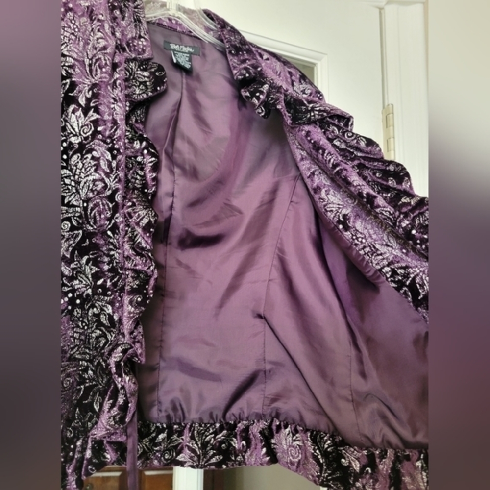 Bob Mackie‎ Studio purple velvet short jacket size 8 - Picture 6 of 7